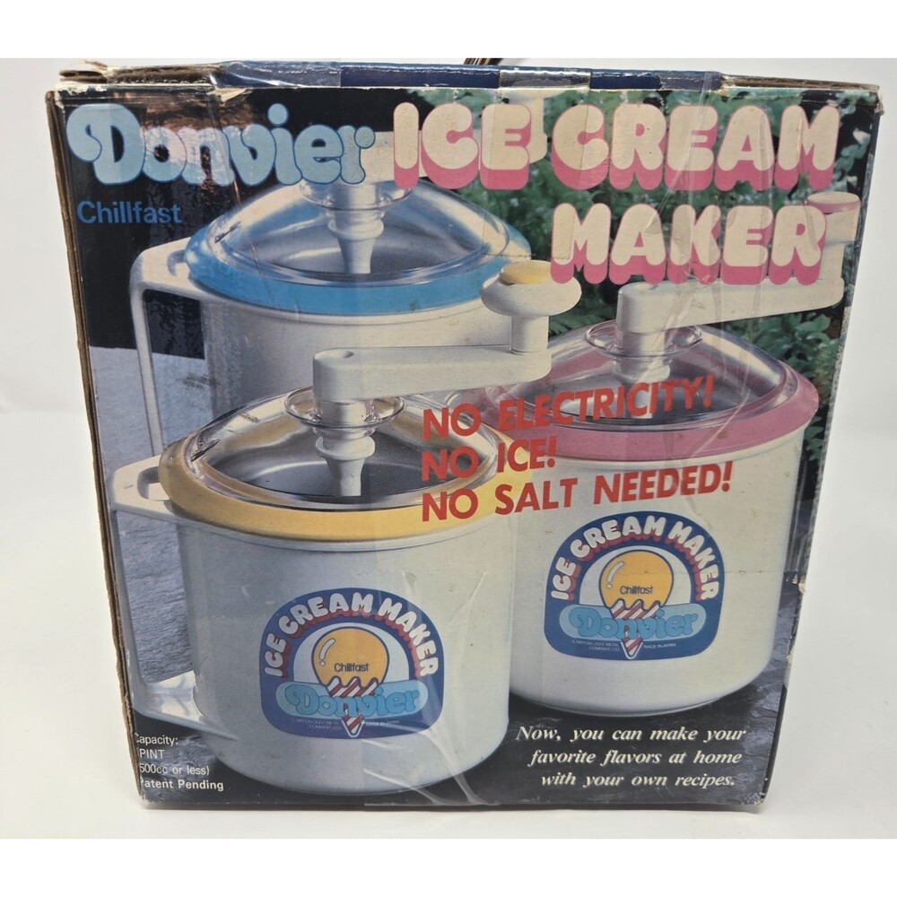Donvier Chillfast Ice Cream Maker 1 Pint Vintage 1980s Japan Cottagecore Box